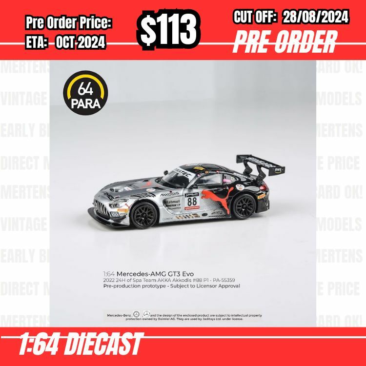 PO-$113 * Para64 * 1:64 Mercedes-AMG GT3 Evo 2022 24H Spa Akkodis P1 LHD [OD23/08]
