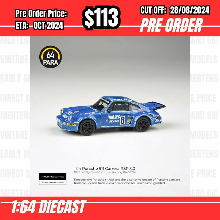 PO-$113 * Para64 * 1:64 1974 Porsche 911 3.0 RSR 'Wally's Jeans' LHD [OD23/08]