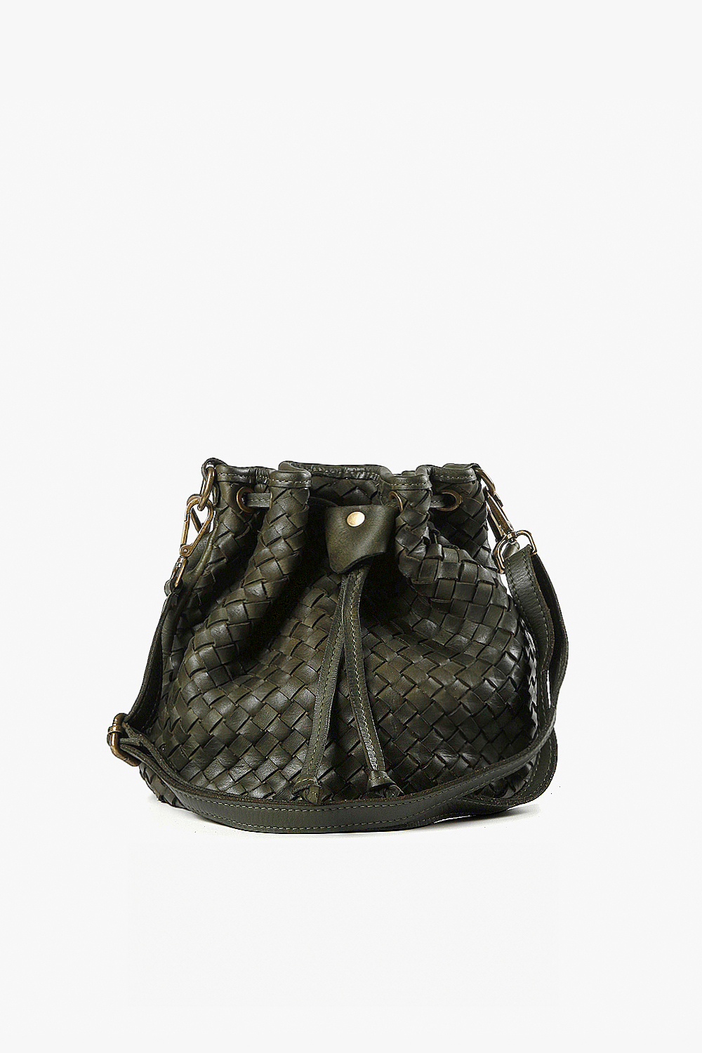 FEBE 編織水桶包 深綠