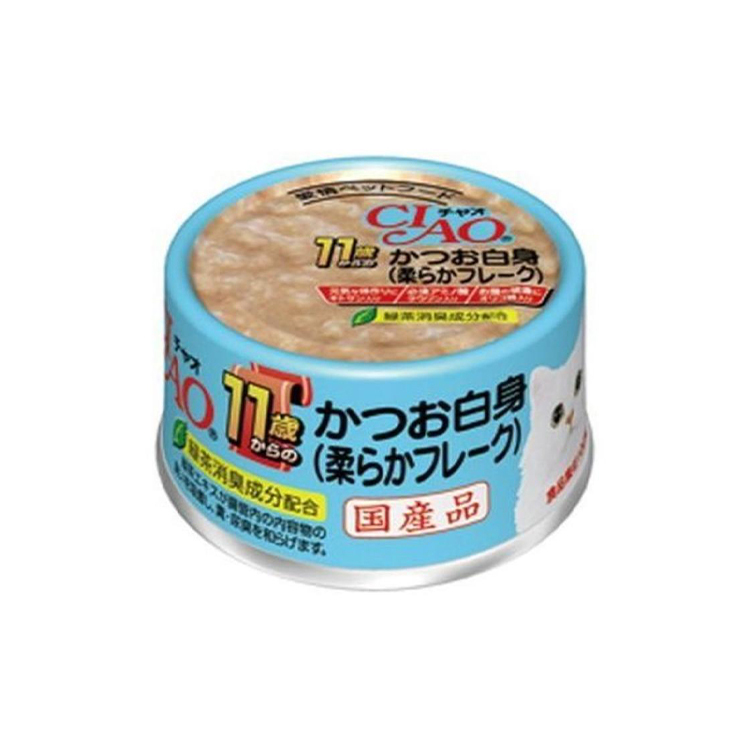 CIAO 11 歲起貓用鰹魚白身魚軟絲罐 80g