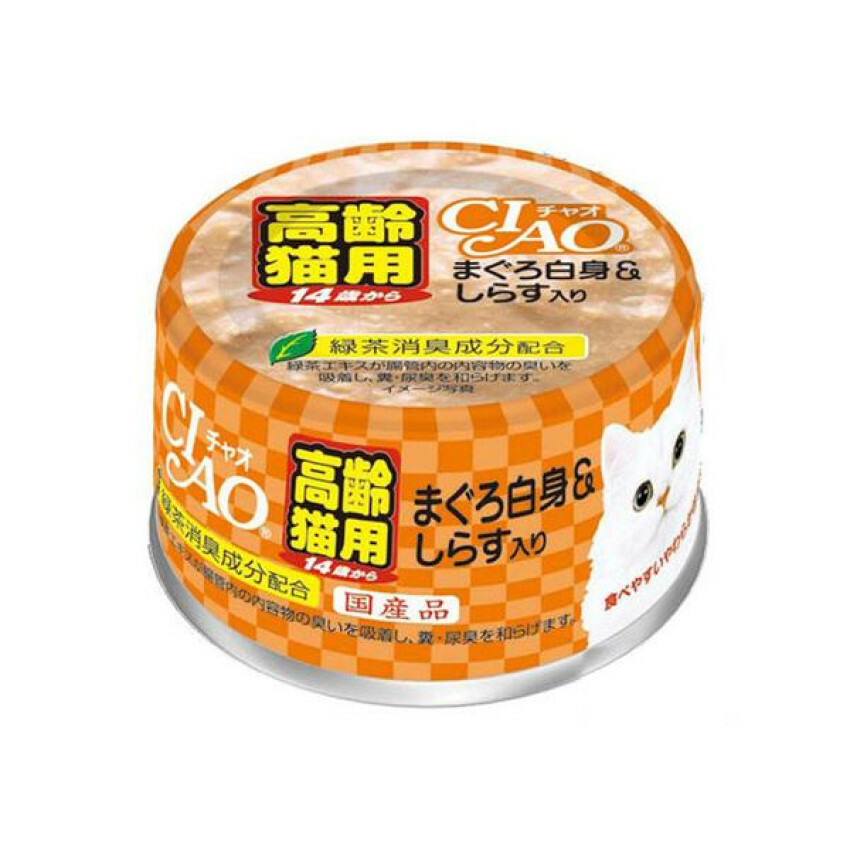 CIAO 14 歲起貓用 白身吞拿魚沙甸魚罐 80g