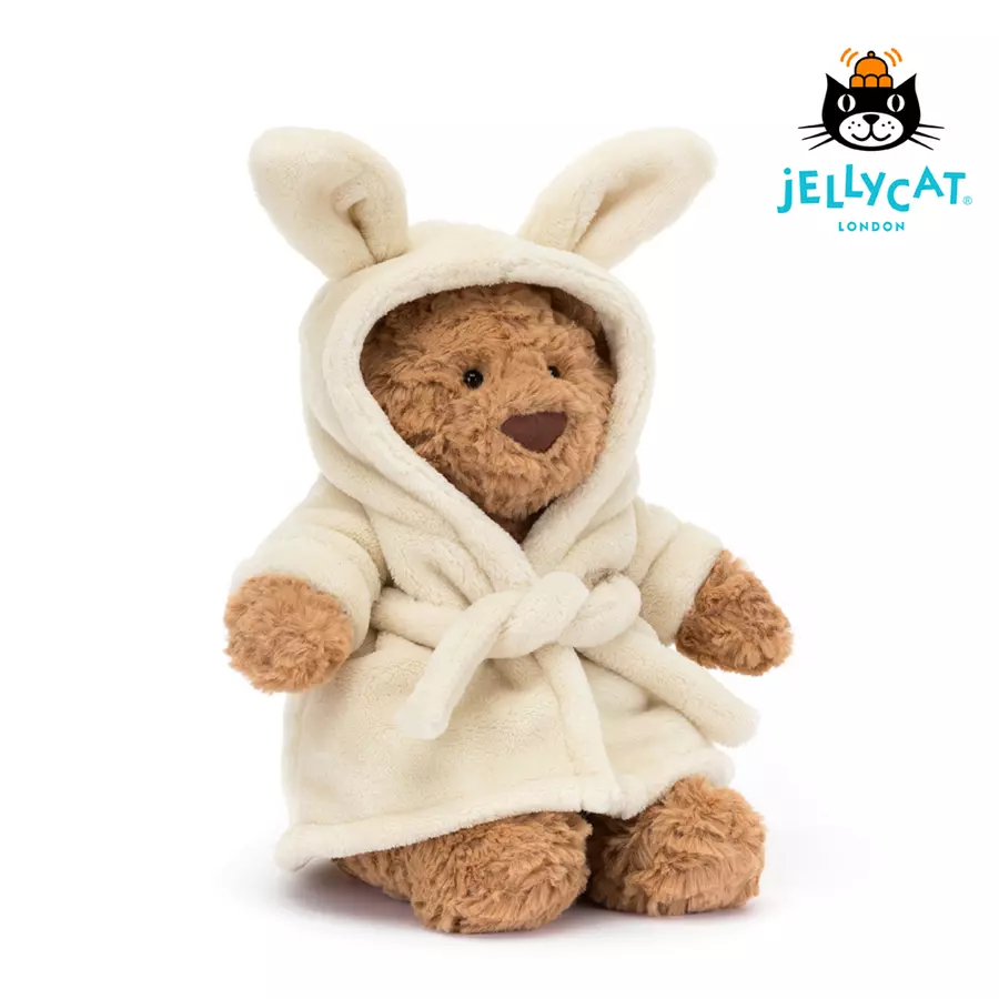 【樂森藥局】英國 Jellycat Bartholomew Bear Bathrobe浴袍巴賽羅熊26cm、熊麻吉