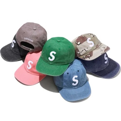 Supreme FW24 Pigment S Logo 6 Panel 水洗帆布 六分割帽 後扣帽