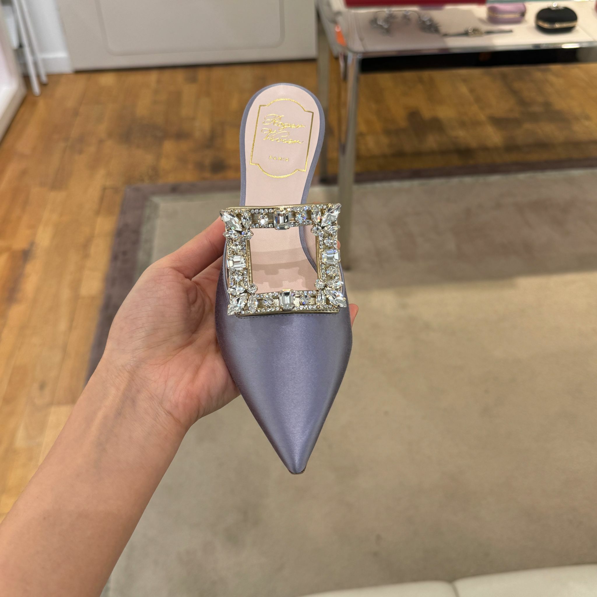 Roger Vivier RV broche mules 45mm light purple