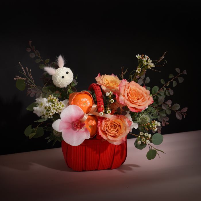 玉兔橙光 鮮花盆花 中秋水果花禮