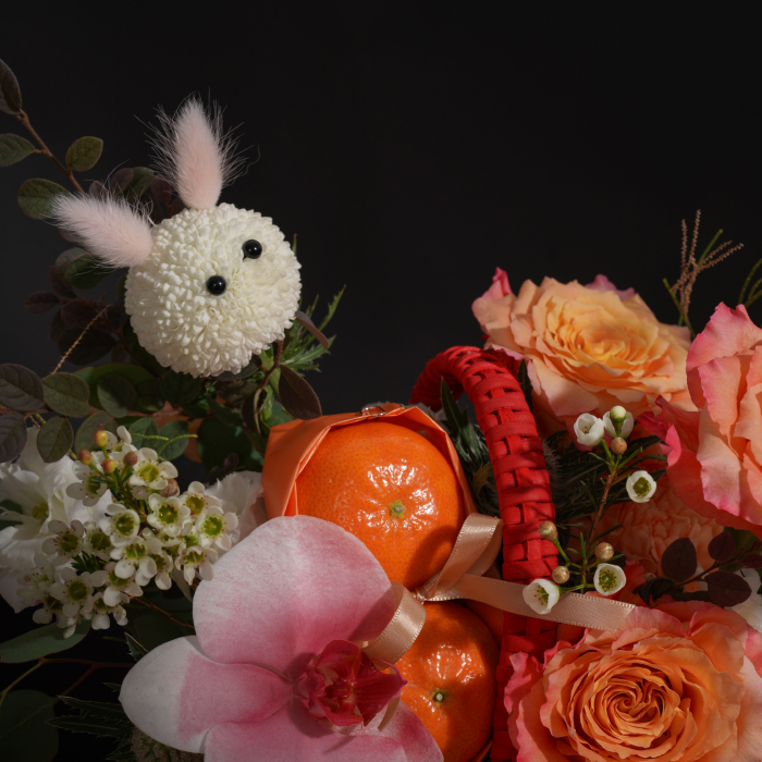 玉兔橙光 鮮花盆花 中秋水果花禮