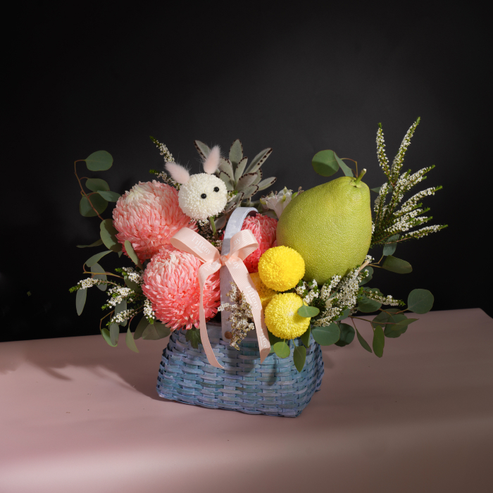 田野柚見兔 鮮花盆花 中秋水果花禮