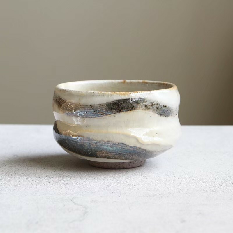 水墨山水柴燒茶碗