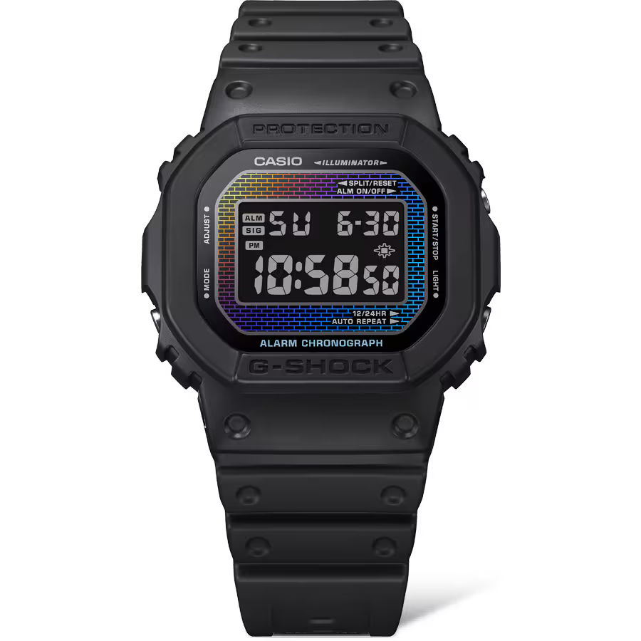 萬年鐘錶 - G-SHOCK  彩虹磚牆經典方形錶殼防震電子錶  DW-5600RW-1  錶徑: 42.8MM