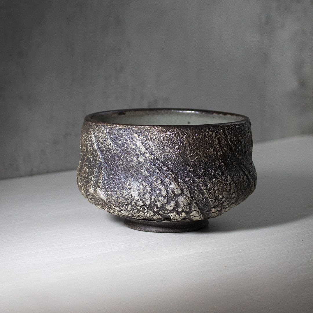 礦鹽青釉柴燒茶碗