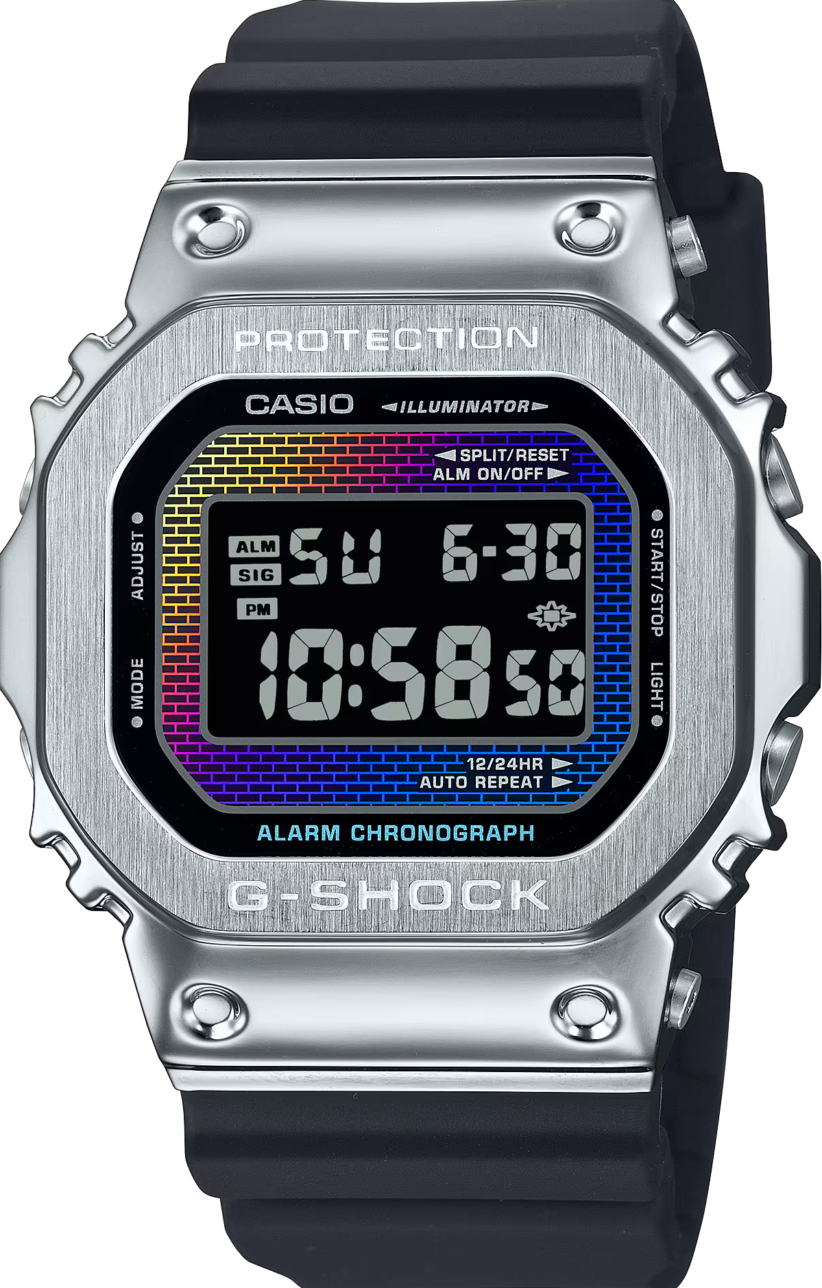 萬年鐘錶 - G-SHOCK  彩虹蒸鍍不鏽鋼金屬系列電子錶 GM-5600RW-1   錶徑 : 43.2 mm