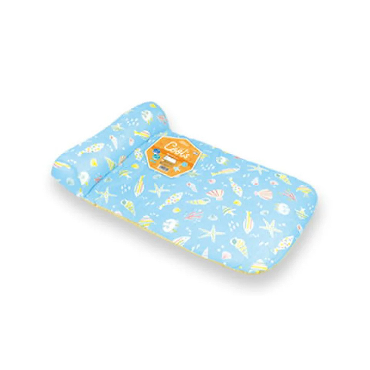 DoggyMan 夏日 海洋圖案 涼感墊 連軟枕 粉藍色