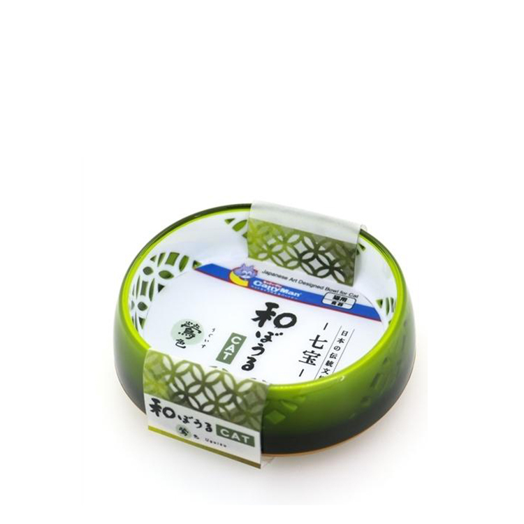 CattyMan 和式貓用餐碗 七寶 鶯色