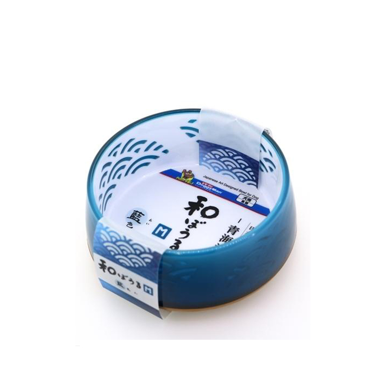 DoggyMan 和式寵物碗 M size 青海波 藍色