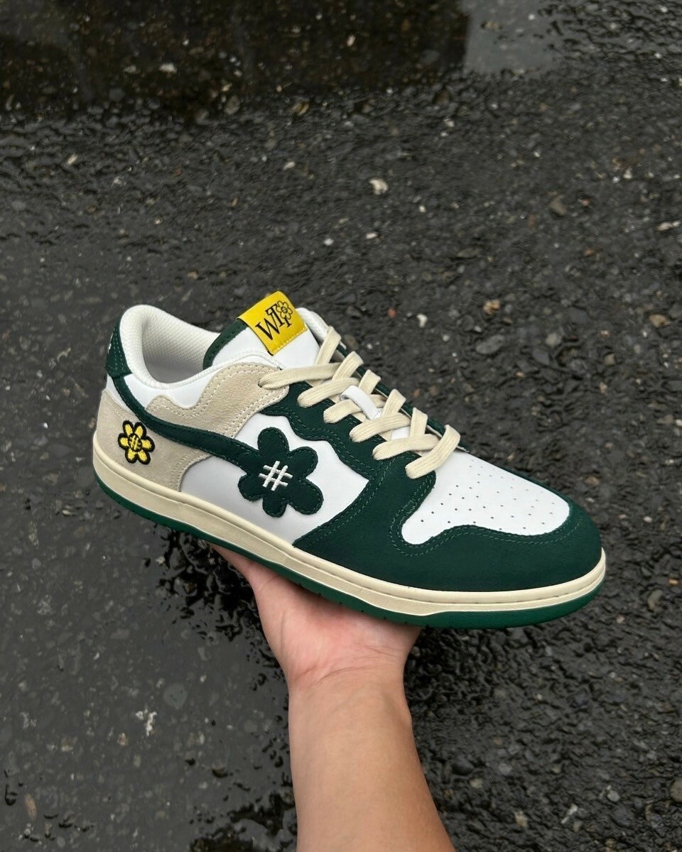 WATER THE PLANT 白綠配色 刺繡小花鞋 WTP