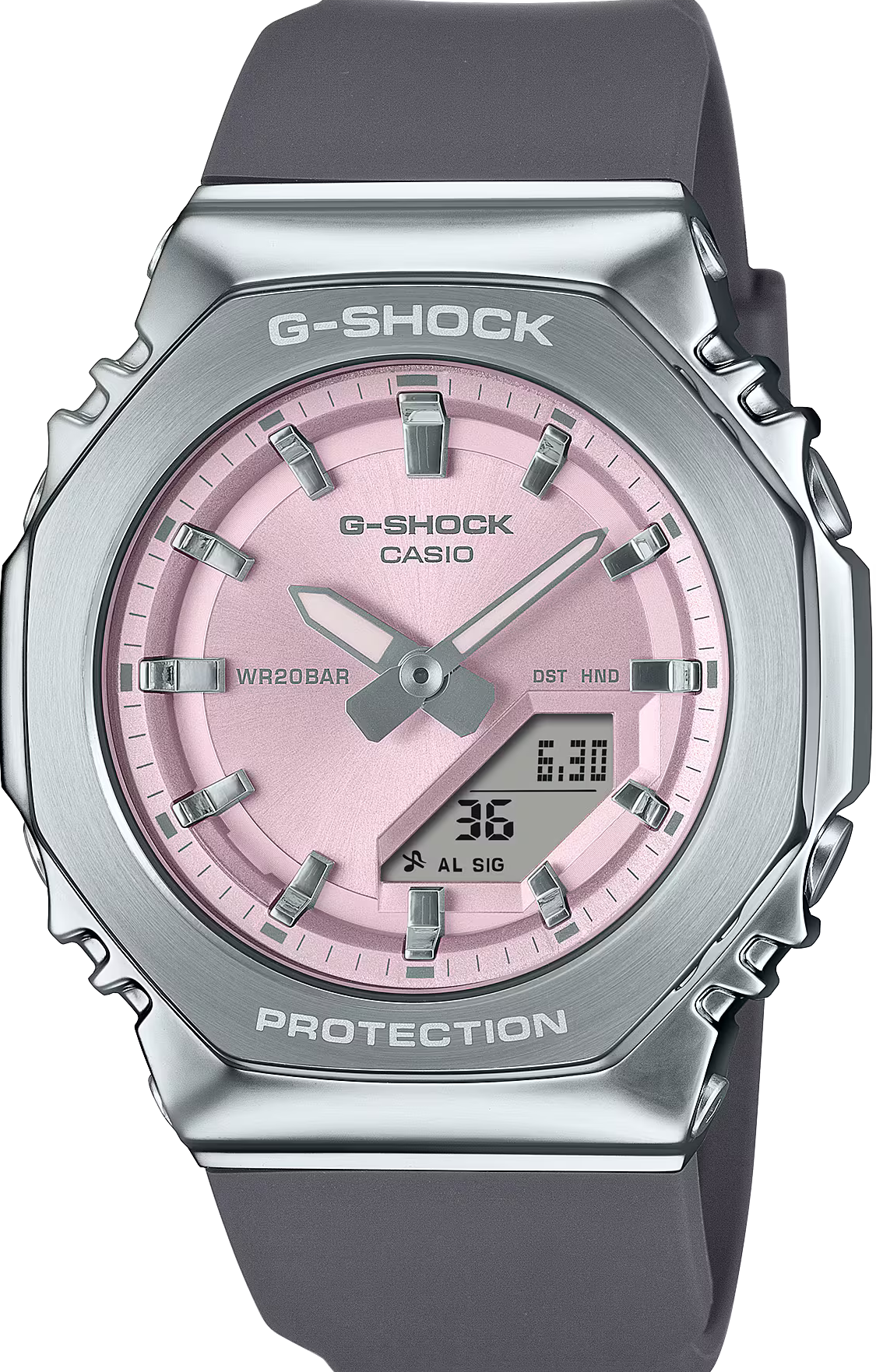 萬年鐘錶 - G-SHOCK   縮小版不鏽鋼錶殼八角錶殼電子錶  GM-S2110-4A   錶徑 : 40.9 mm