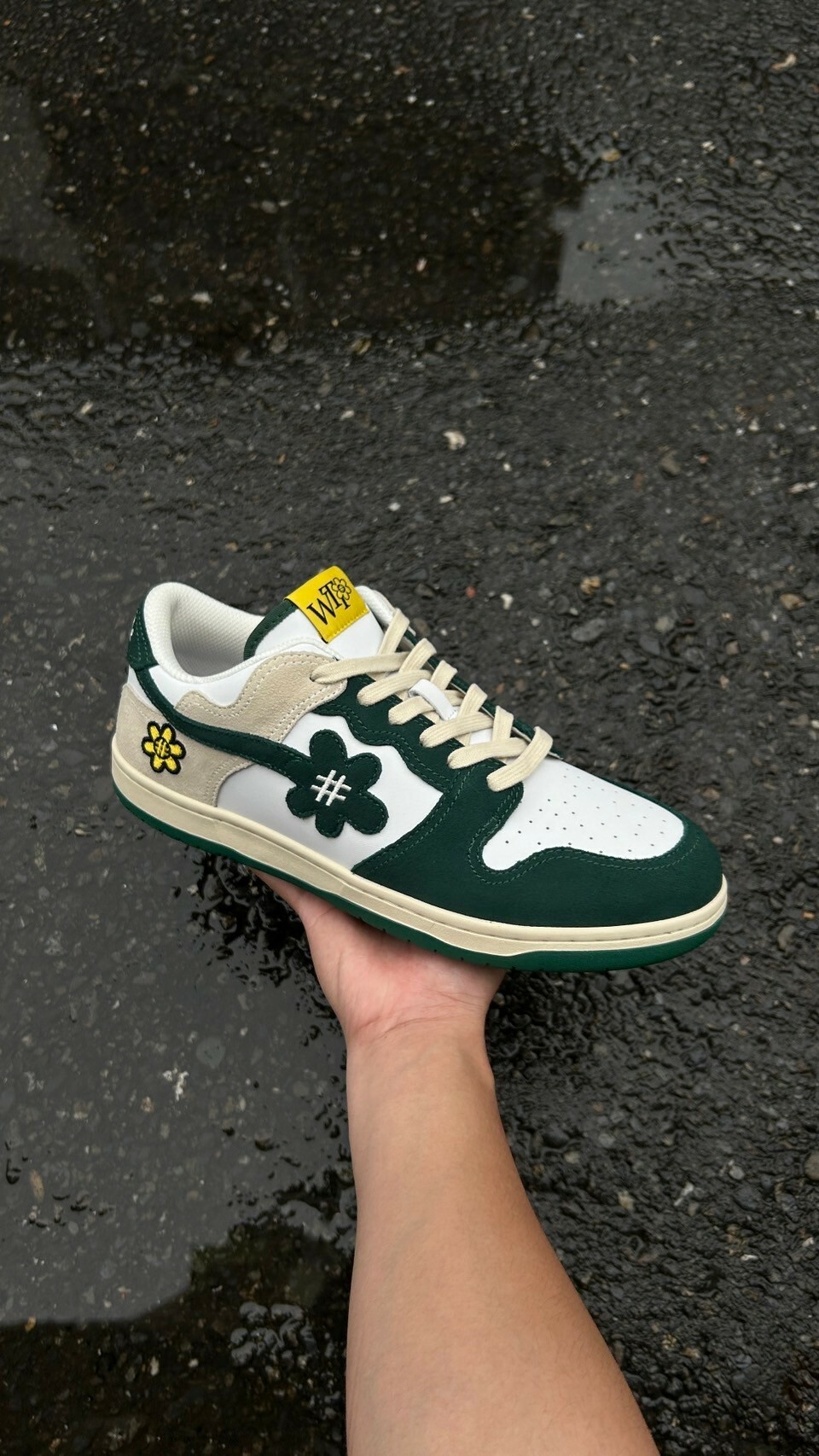 WATER THE PLANT 白綠配色 刺繡小花鞋 WTP