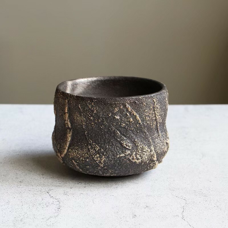 鹽礦砂紋柴燒茶碗