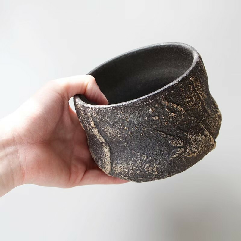 鹽礦砂紋柴燒茶碗
