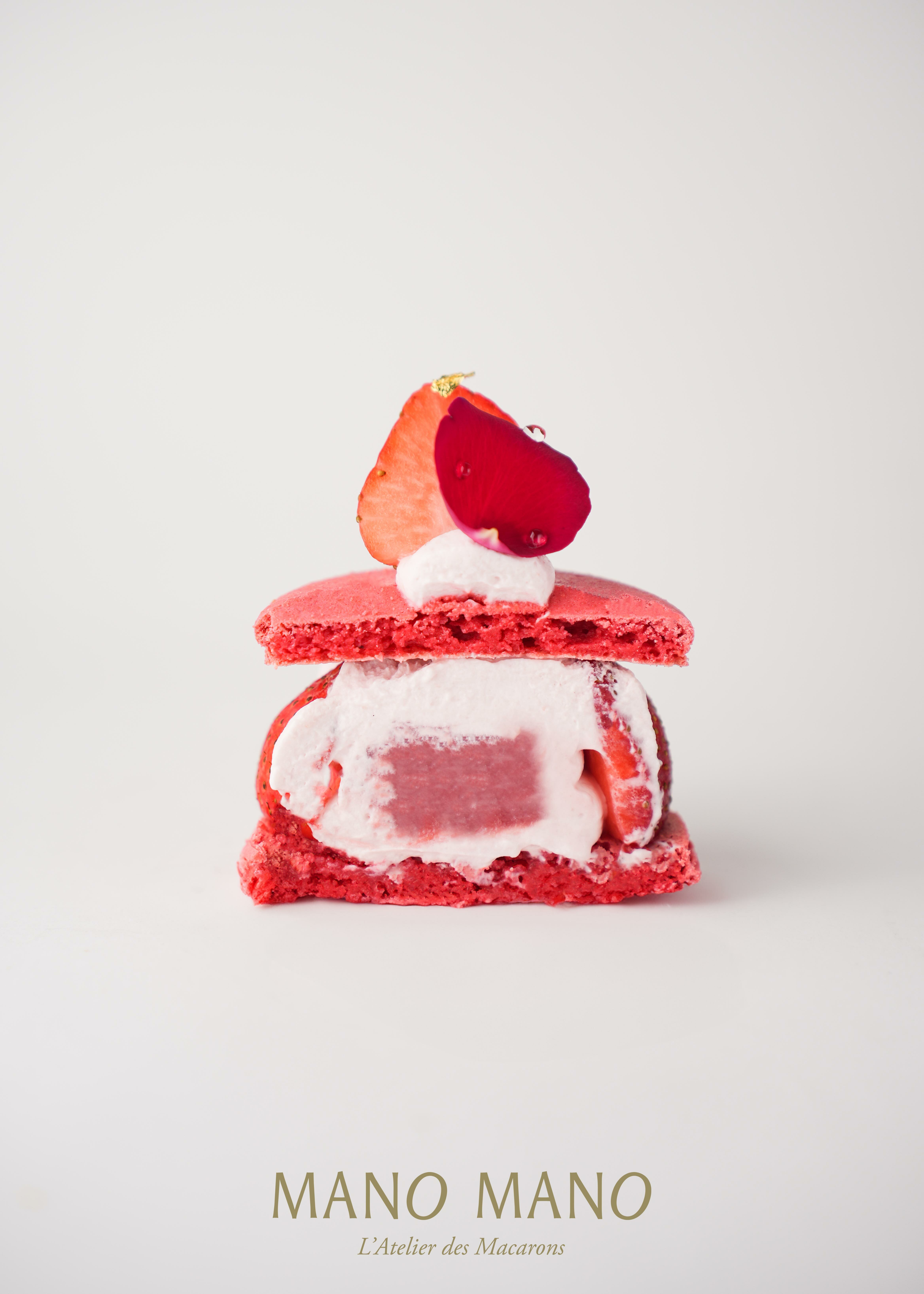 玫瑰草莓香緹馬卡龍