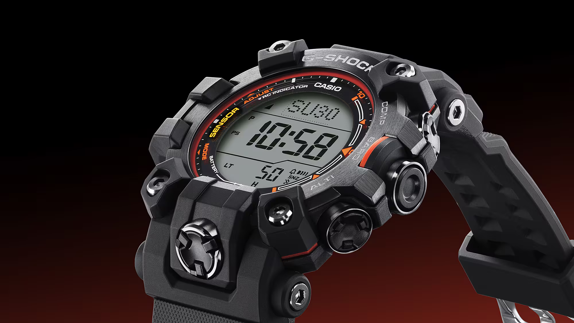 萬年鐘錶 - G-SHOCK  MASTER OF G - LAND MUDMAN 大地色系泥人戶外太陽能電波運動電子錶 GW-9500MEC-1 錶徑 : 52.7mm