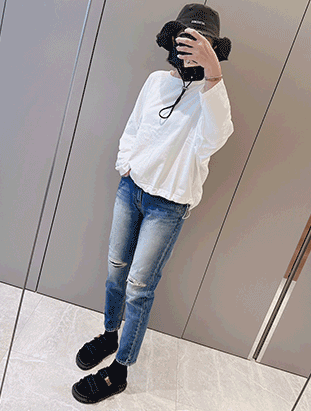 春夏新款/後鬆緊男友褲