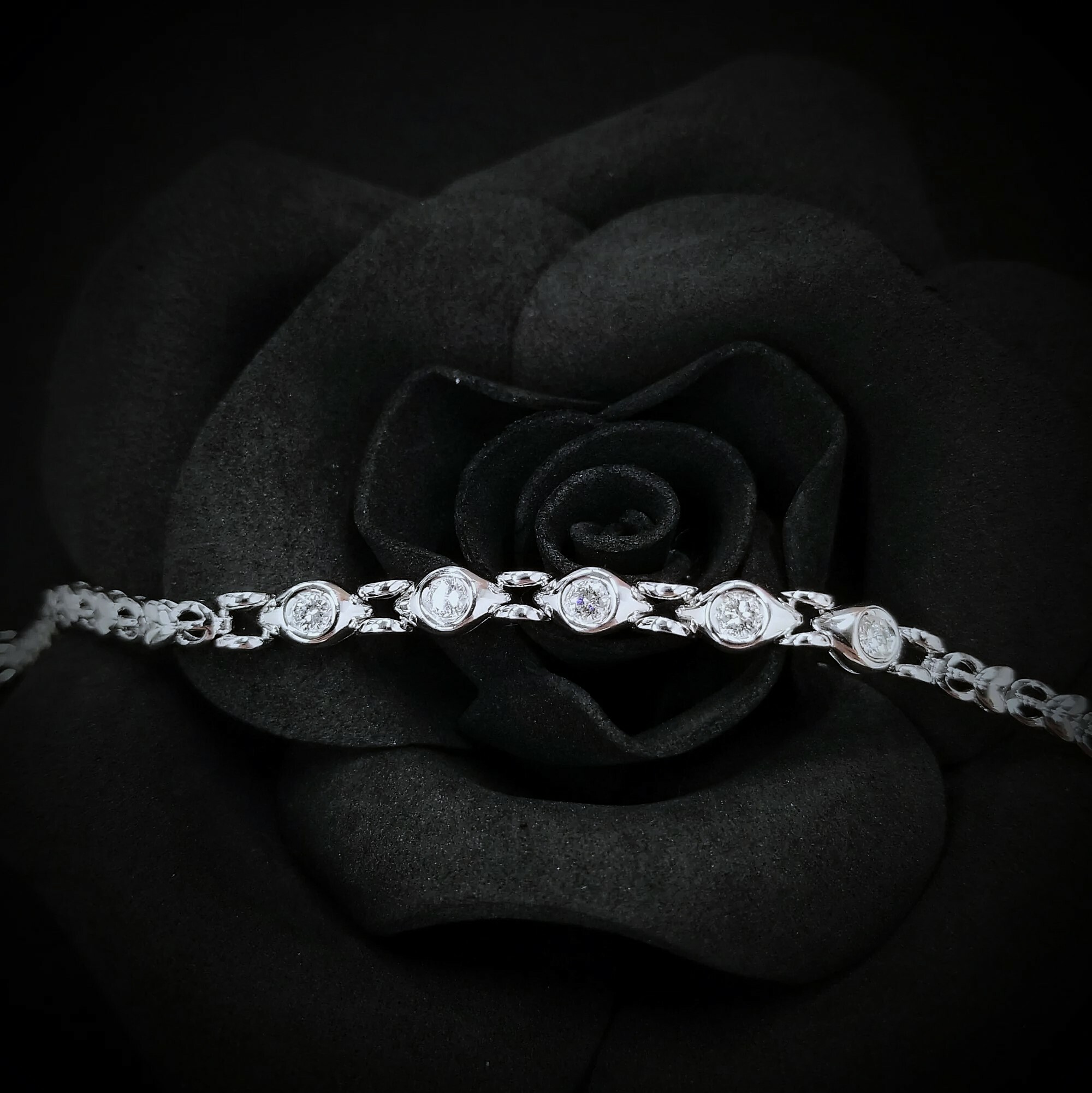 全新18K白金46份鑽石手鍊