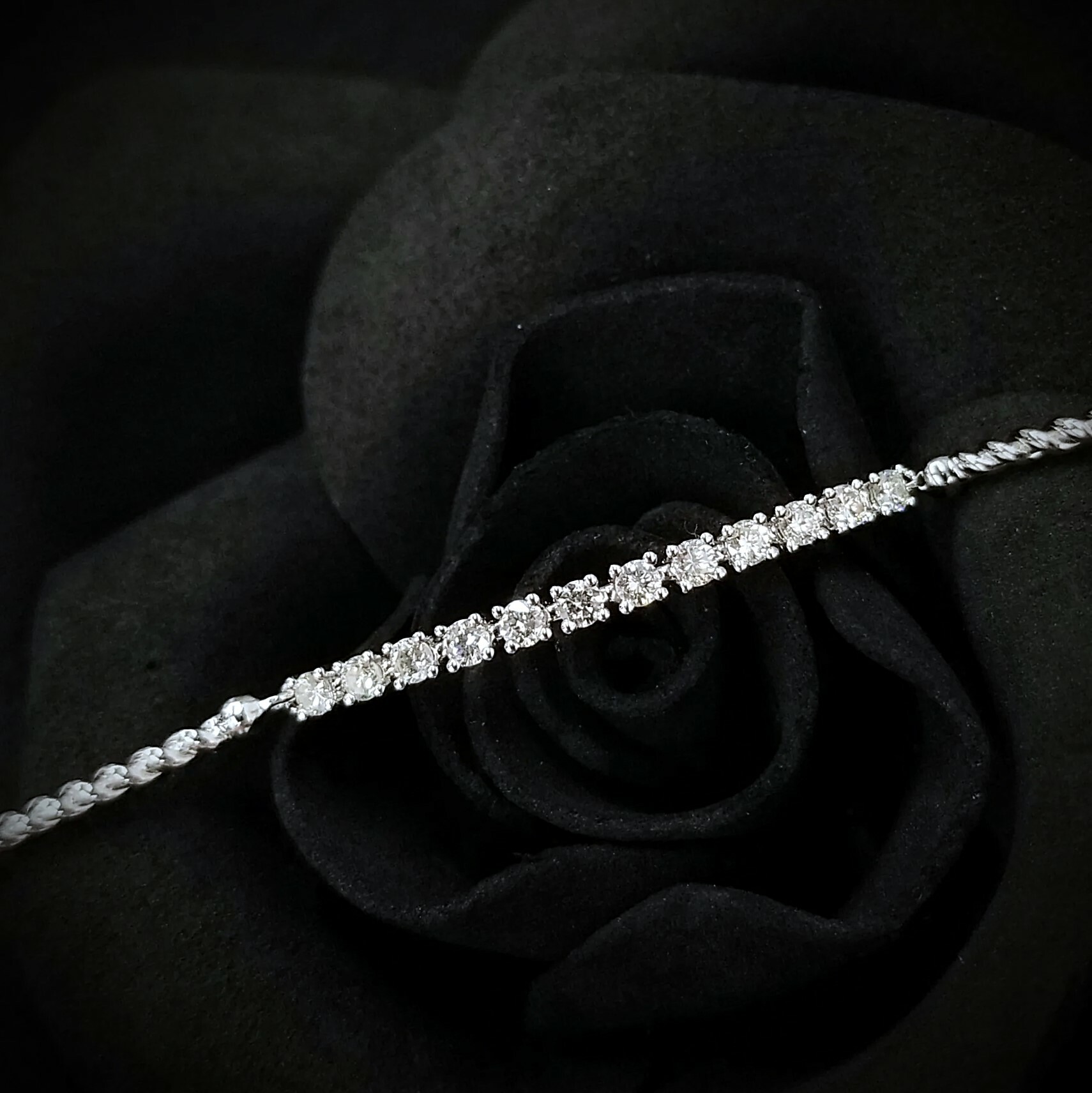 全新18K白金55份鑽石軟鍊鈪