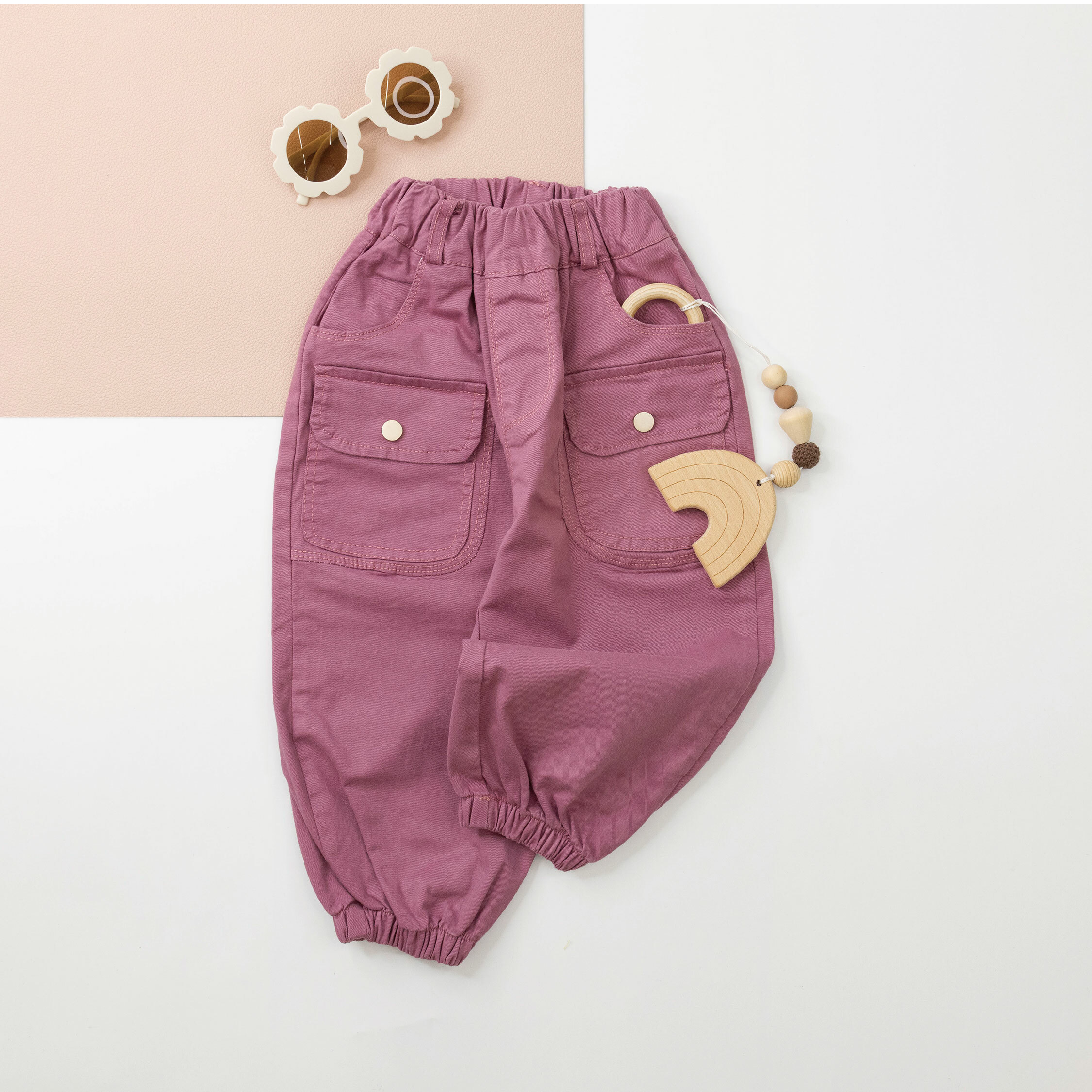 【H35646】雙口袋設計簡約縮口長褲＊二色