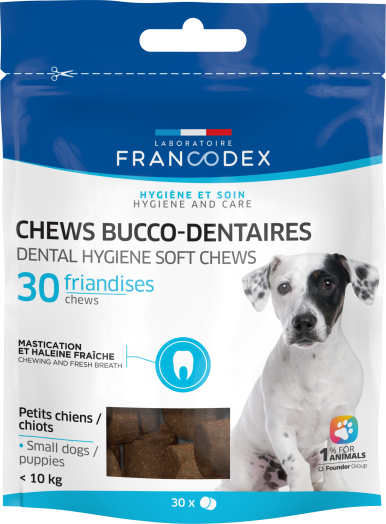 法國Francodex 幼犬及小型犬用 潔齒除口氣咀嚼小食30粒(雞肉味)