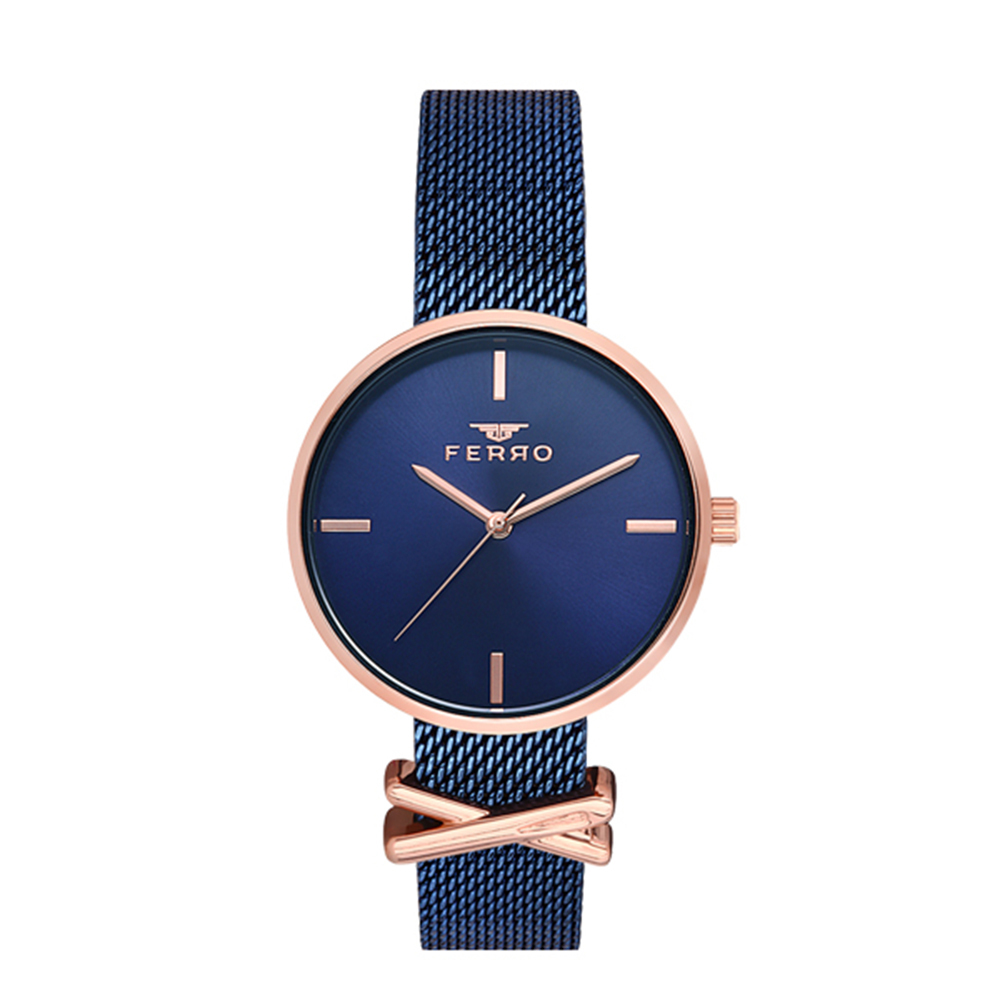 【FERRO 費羅】F2986 簡約時尚 素雅 米蘭 不鏽鋼 腕錶 手錶 -