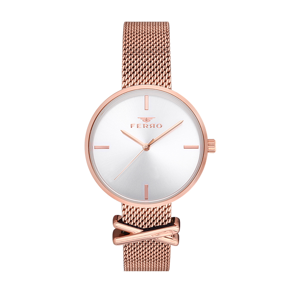 【FERRO 費羅】F2986 簡約時尚 素雅 米蘭 不鏽鋼 腕錶 手錶 -