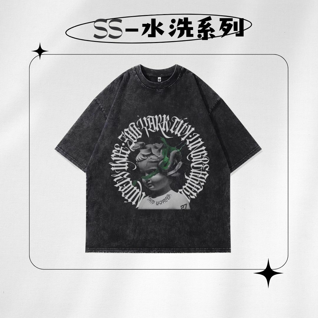 【SS 預購】美式系列 人像元素 蛇 潑漆 水洗短袖上衣