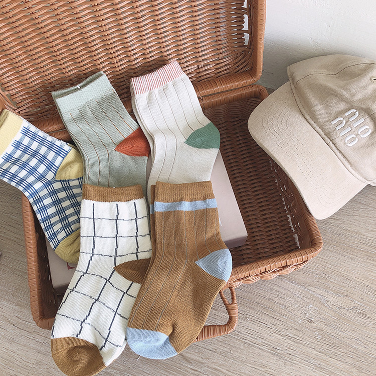 經典格紋拚色襪子組