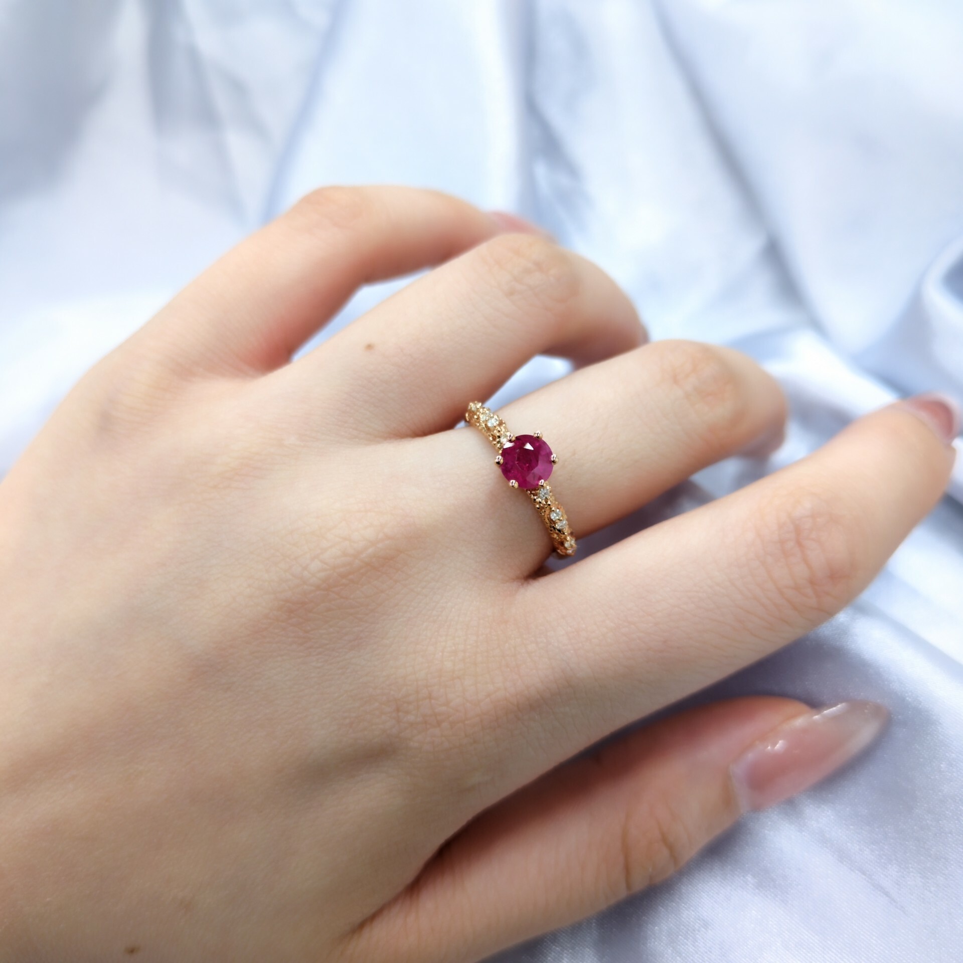 18K Rose Gold 0.83ct Ruby and Diamond Ring