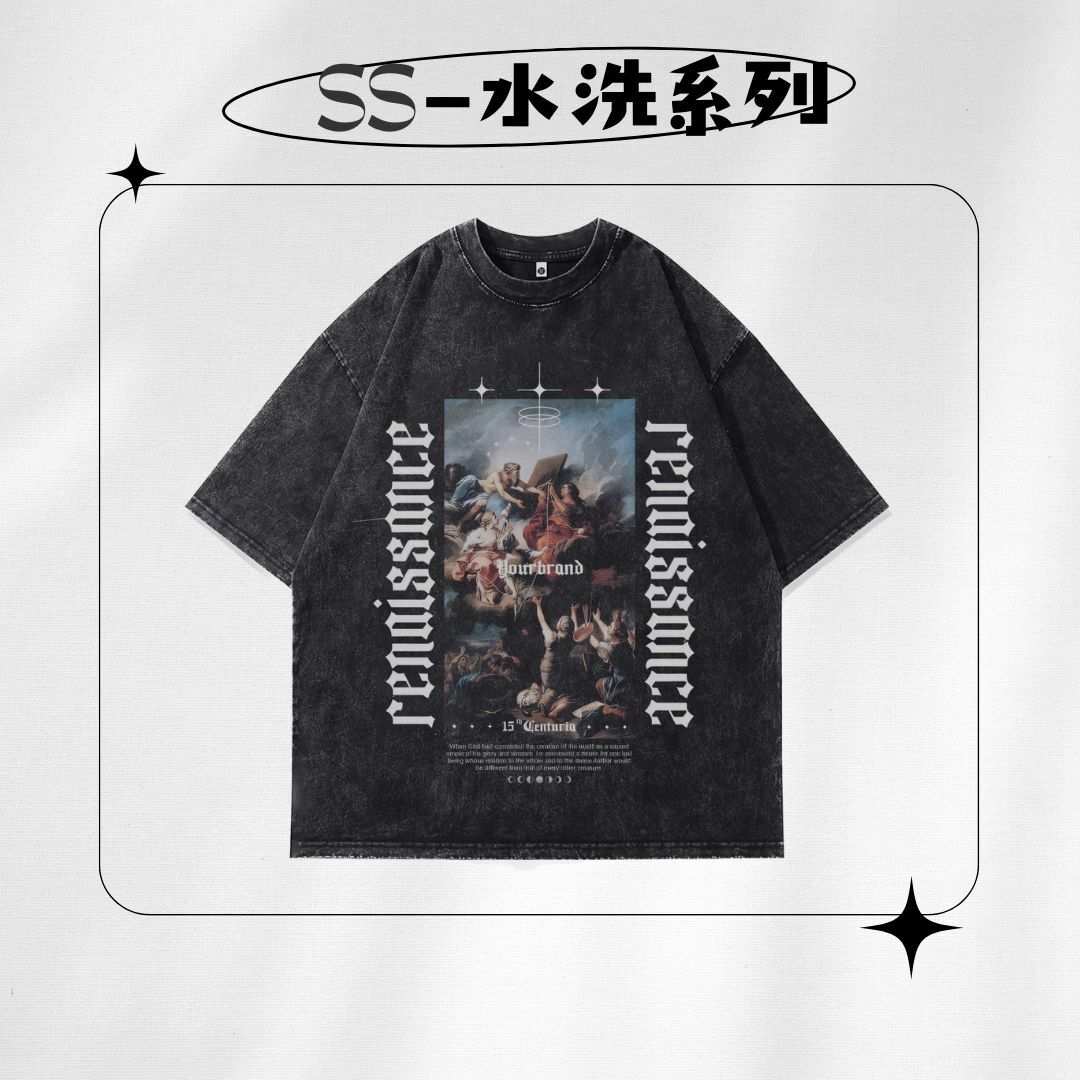 【SS 預購】宗教系列 希臘元素 哥德字體 神聖 祭祀 水洗短袖上衣