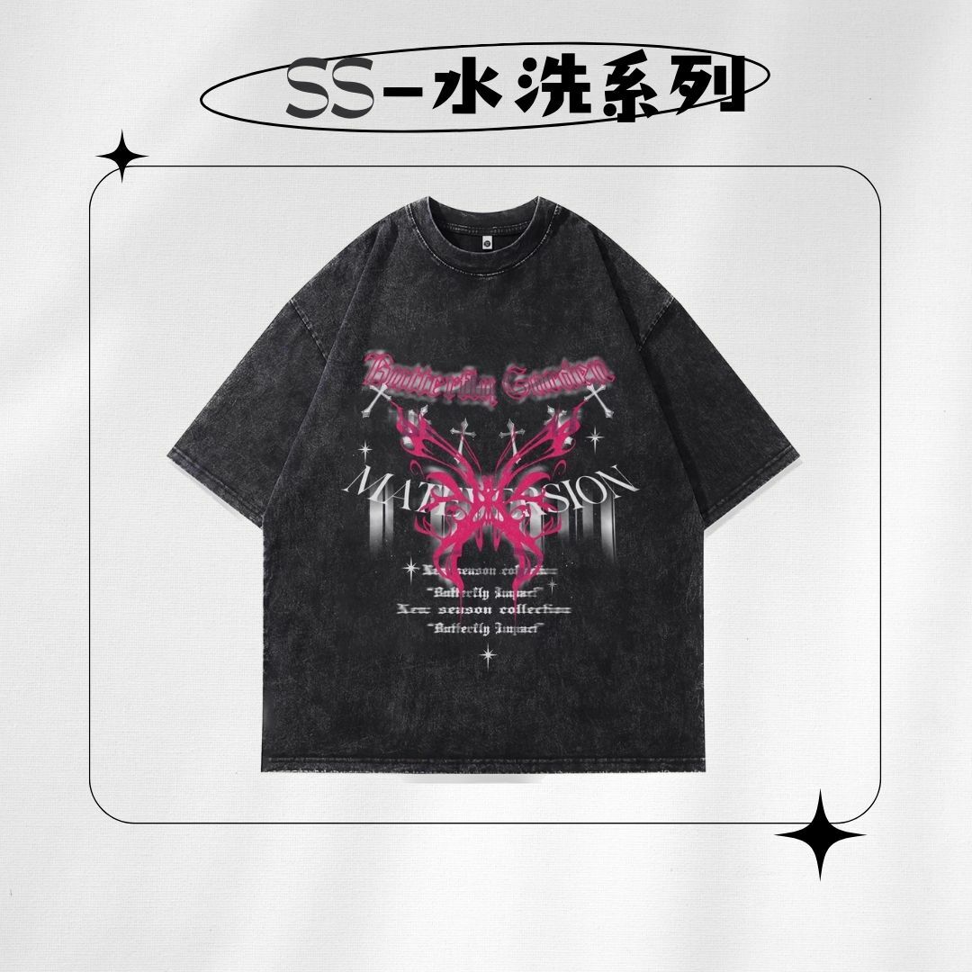 【SS 預購】美式系列 昆蟲元素 蝴蝶 水洗短袖上衣