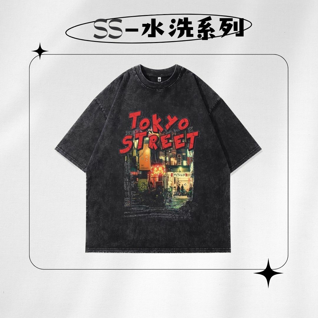 【SS 預購】日式畫風系列 日本元素 街道 水洗短袖上衣