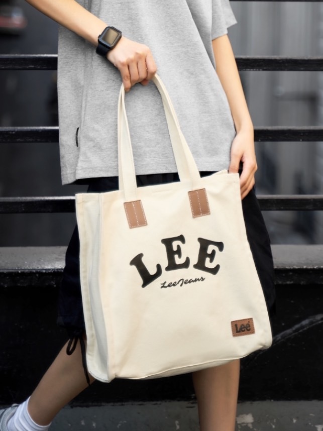 LEE 大容量 帆布 托特包 TOTE 腋下包 單肩包 卡其色