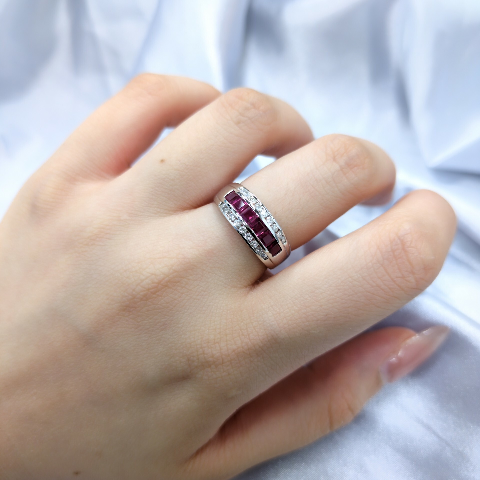 18K White Gold 0.68ct Ruby and Diamond Ring