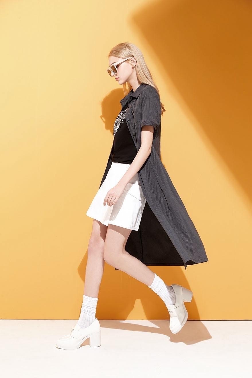 韓版OL時尚經典條紋個性修身洋裝U6385