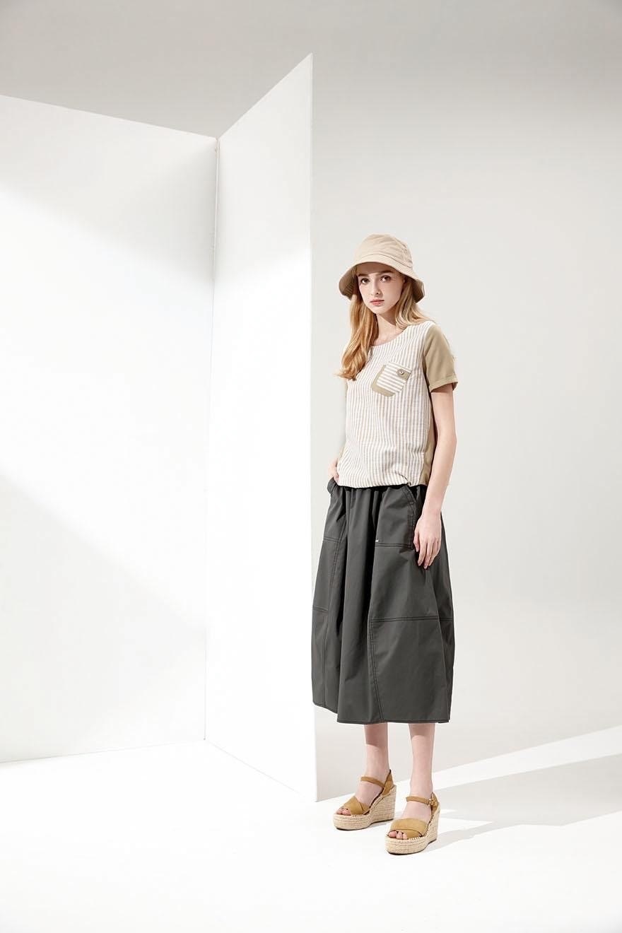 韓潮流時尚色線個性剪裁寬鬆造型長裙U6502