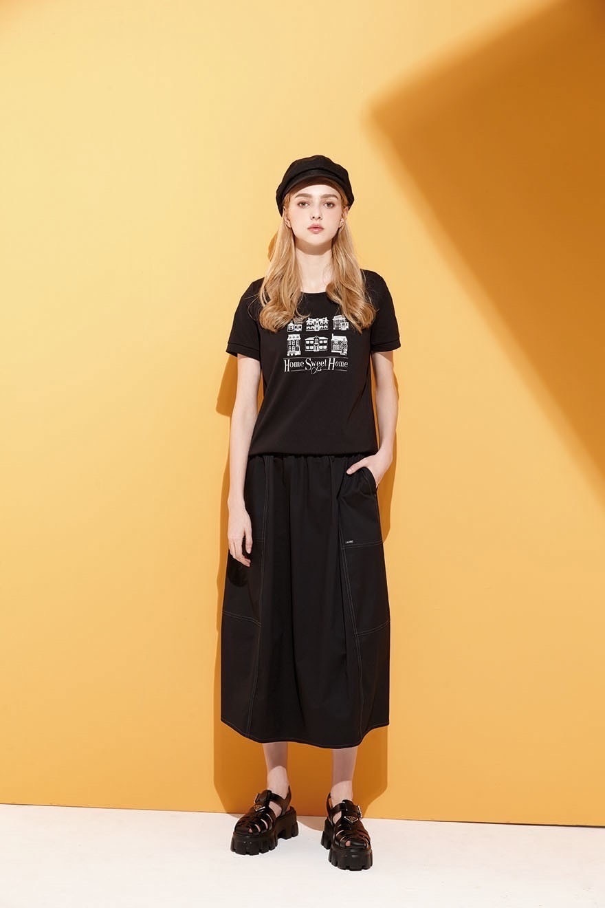 韓潮流時尚色線個性剪裁寬鬆造型長裙U6502