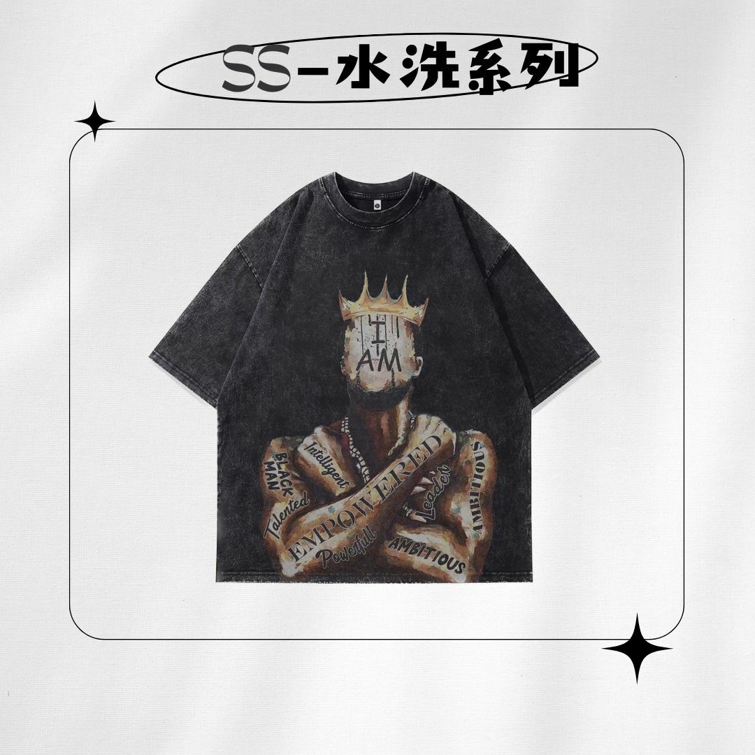 【SS 預購】美式系列 人像元素 塗鴉 標語 水洗短袖上衣