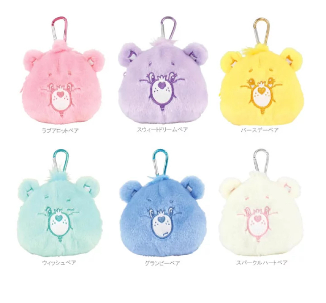 日本限定 carebears 彩虹熊 帶登山扣 毛絨玩具袋