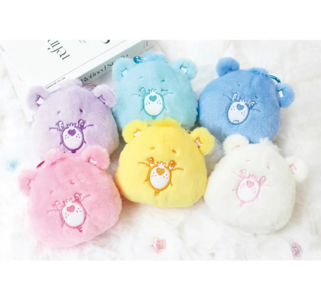 日本限定 carebears 彩虹熊 帶登山扣 毛絨玩具袋