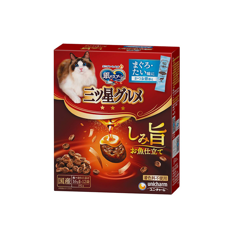 Unicharm 三星魚肉精華 吞拿魚鯛魚鰹魚節口味零食 16gx12袋