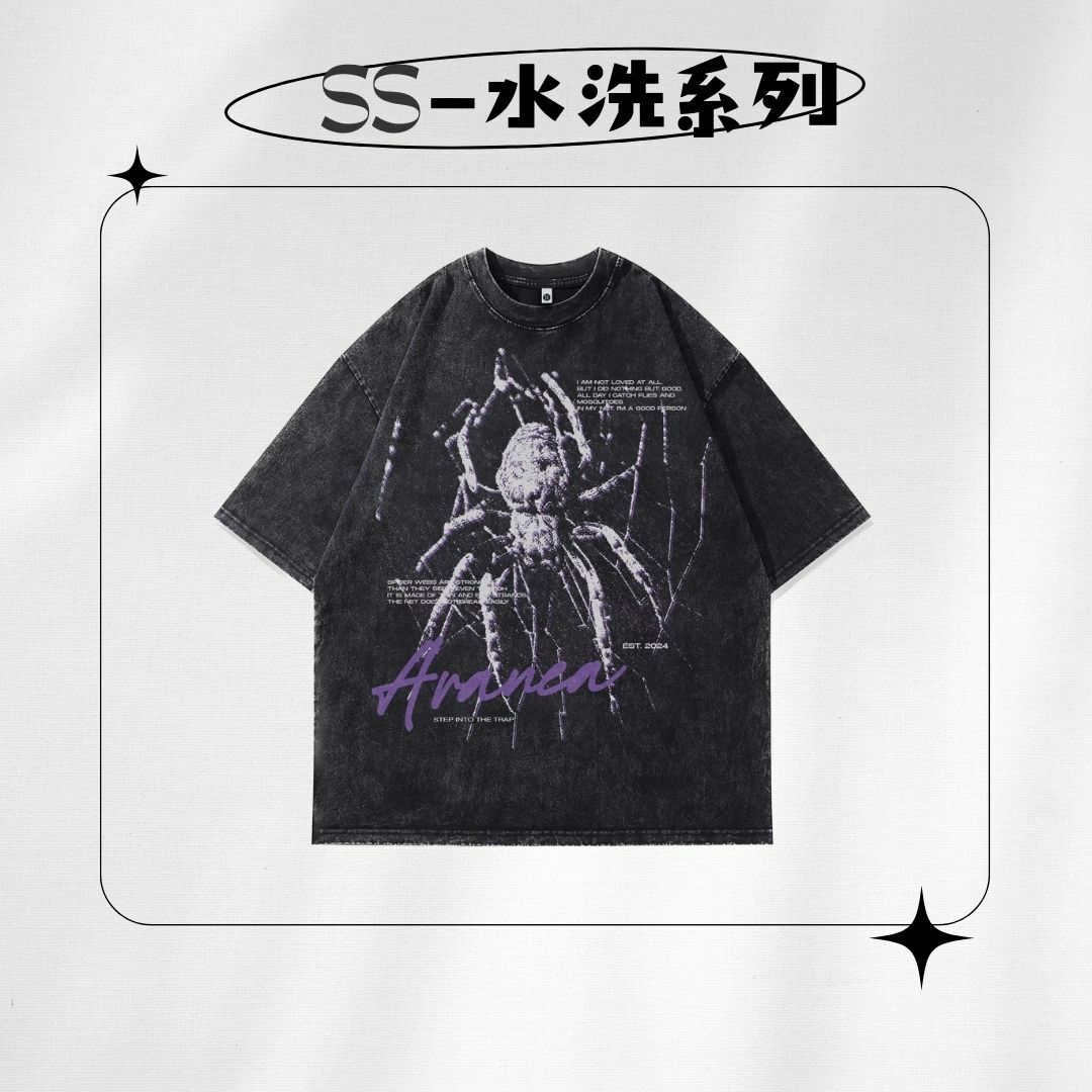 【SS 預購】美式系列 動物元素 蜘蛛 水洗短袖上衣