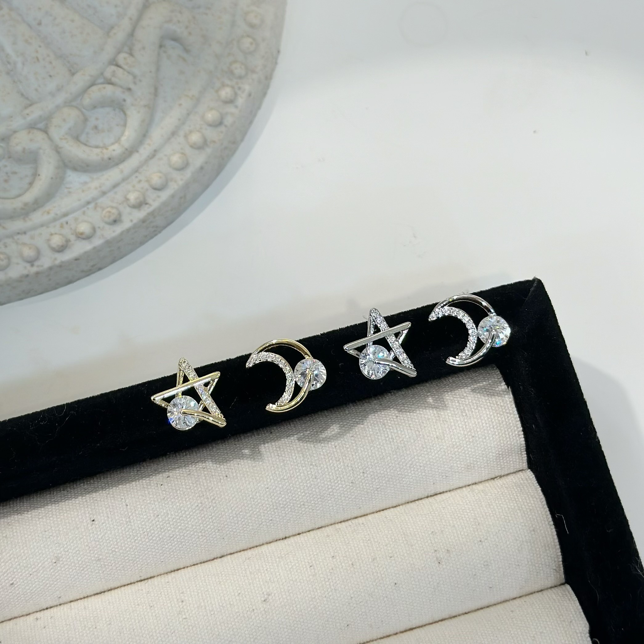 S04星月夾鑽耳貼