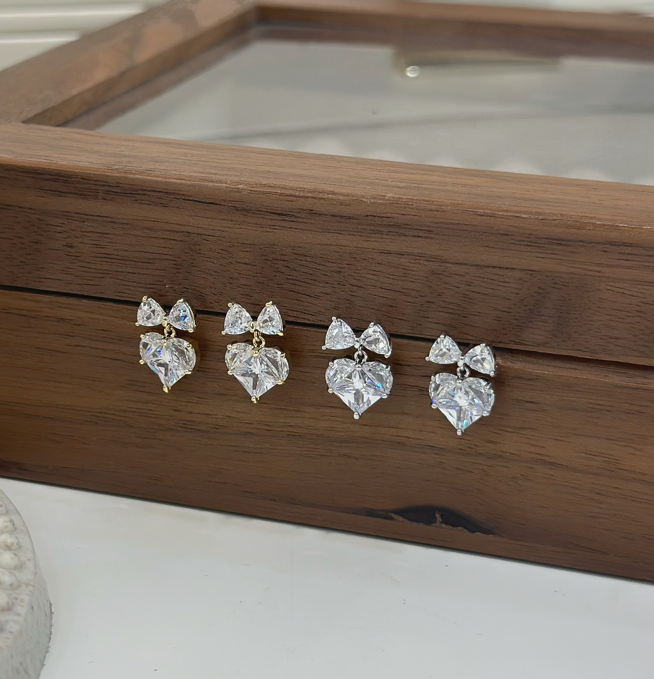 S06鋯石蝴蝶結愛心垂吊